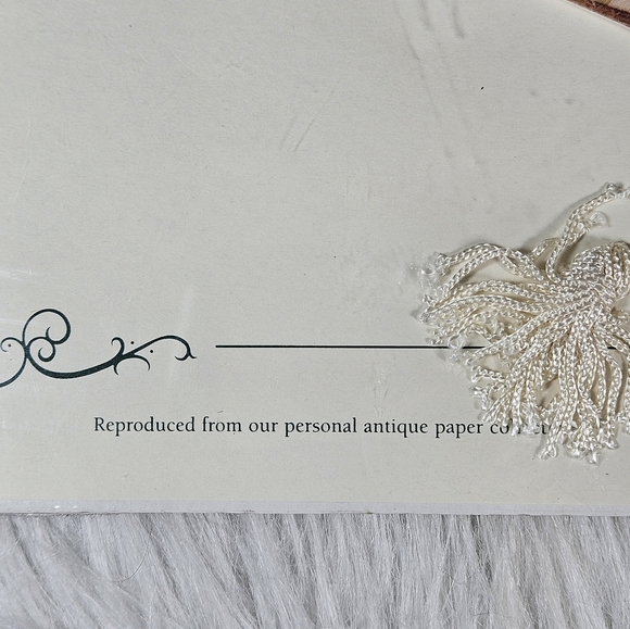 NIB Vintage Old Print Factory Greeting Card Hand Fan Victorian Roses Tassel Repo - Picture 4 of 6